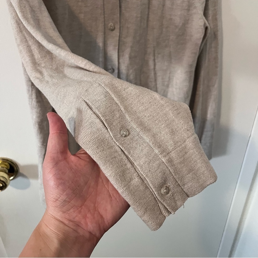 Victoria’s Secret Loungewear Luxe Cream Knit Button Up Pajama Shirt Driftwood M - Picture 3 of 10